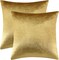 Set of 2 Gold Velvet Decorative Throw Pillow Covers 18x18 Inch, Soft Cushion Covers for Couch, Sofa, and Bed